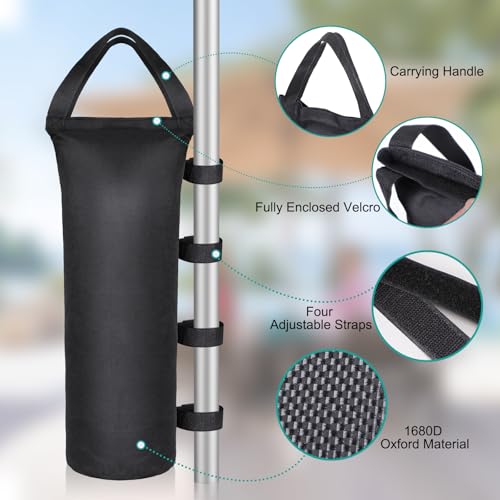 4 Packs Sandbags Weight Bags, 112 LBS Large Sandbags for weight, Cylindrical Heavy Duty Sand Bags for Beach Canopy, Pop Up Tent, RV Awning, Picnic Table, Umbrella Base, Gazebos, Trampoline Stakes - color: Black