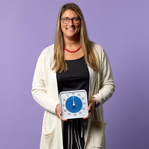 Time Timer Original 8" Visual Countdown Timer – Medium 60-Minute Silent Classroom Visual Timer for SEL, Emotional Regulation, Focus, Calm Transitions, ADHD, Autism – (Blue & White) - color: Blue & White, size: 8 Inch