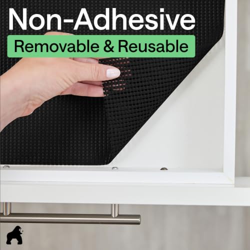 GORILLA GRIP powerGRIP Drawer Shelf and Cabinet Liner, Thick Strong Hold, Non-Adhesive Liners Protect Kitchen Cabinets and Cupboard, Bathroom Drawers, Easy Install, Breathable Mat, 12" x10', Black - color: Black, size: 12" X 10', style: 12" x 10'