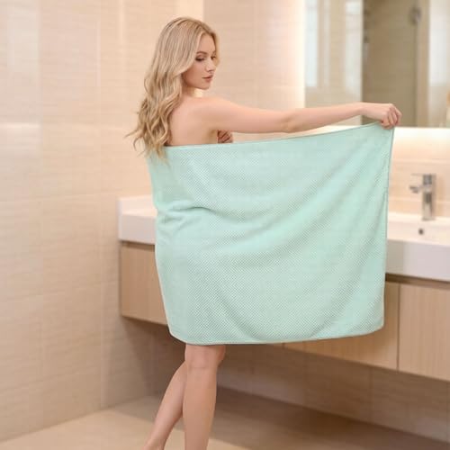 2 Pack Bath Towel Set, Lightweight Waffle Bath Towel Set, Microfiber Super Soft Highly Absorbent, Sturdy Quick Drying Towels for Bathroom, Gym, SPA, Yoga (2 Piece 27" x 55", Green) - color: Green, size: 27 x 55 Inch
