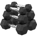 PAPABABE Dumbbell Set, Rubber Encased Home Gym Dumbbells, Weight Dumbbells for Women & Men, Hand Weights for Home Gym & Strength Training - size: 45 lb Set (Pair of 2.5, 7.5, 12.5), style: Chrome Grip