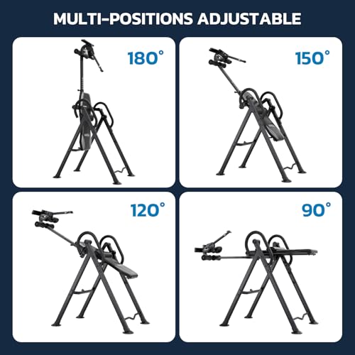 YOLEO Gravity Inversion Table for Back Pain Relief 2026 New Inversion Table w/Lumbar Support Easy to Assemble Back Stretcher Machine 300 lbs - color: Grey