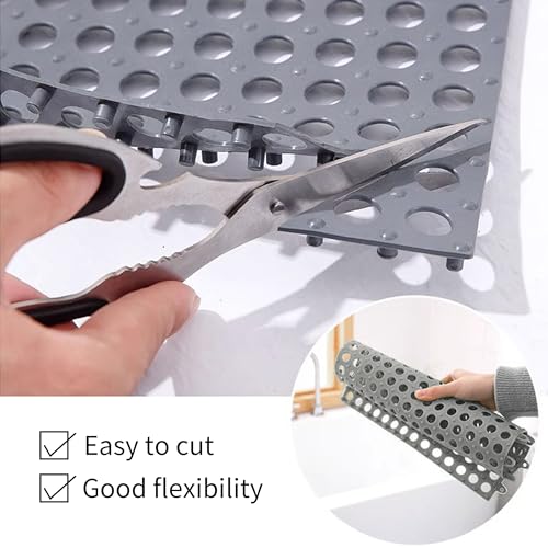 12Pack 12" x 12", Interlocking Rubber Floor Tiles Soft PVC Non-Slip Tile Splicing Shower Mat Outdoor Cushion Mat for Bathroom, Deck, Drain, Pool, Patio, Balcony, Kennel Grey