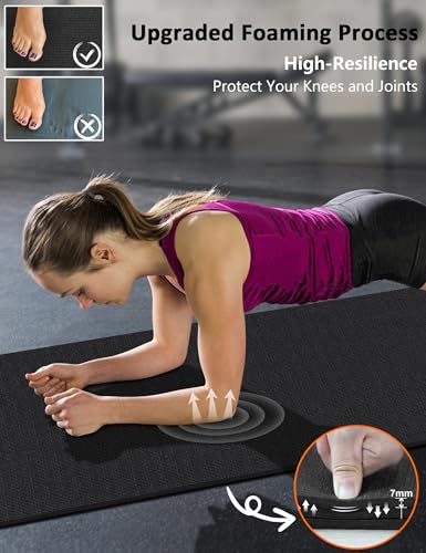 Large Exercise Mat 8'x5'|12'x6'|6'x4'|6'x2' Workout Mat for Home Gym Mats Exercise Heavy Duty Gym Flooring Fitness Mat Large Yoga Mat Cardio Mat for Weightlifting, Jump Rope, MMA, Shoe-Friendly - color: Black6'x2'