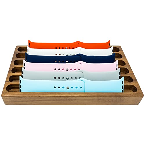 Wooden Watch Band Organizer - Works with All Apple Watch Bands - Watch Band Holder - Wooden Watch Stand Display - Compatible with All Apple iWatch Bands - Solid Wood Design - color: Walnut