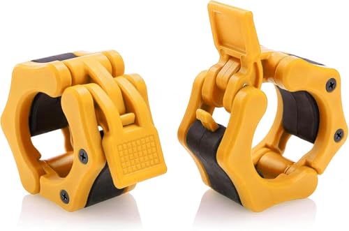 USA Made Olympic Barbell Collar 2 inch Quick Release Pair of Locking 2" Pro Weight Bar Plate Locks Clamp Clips for Workout Weightlifting Fitness Training - color: Orange Citrus Matte, style: Classic Imported