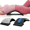 Back Stretcher with Lumbar Support Board for Back Pain Relief - Dual-Sided Adjustable Spinal Decompression & Cracker Device (Blue)