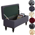 ANWUCHEN Ottoman Cover - Rectangle, Storage Ottoman Covers with Elastic Bands Tie, Dark Gray Large - color: Dark Gray, size: 50"D x 16"W x 15"H