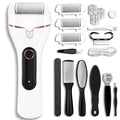 Callus Remover for Feet, Electric Foot Callus Remover Waterproof with 3 Rollers 2 Speed Battery Display,17 in1 Rechargeable Foot File Pedicure Kits for Dead Hard Cracked Dry Skin（White - style: White
