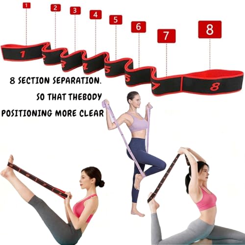（2Pcs） Numbered Resistance Bands for Glutes & Yoga, Resistance Bands with Handles for Arms,Adjustable Bands for Full Body Stretching Shaping(Red&Purple