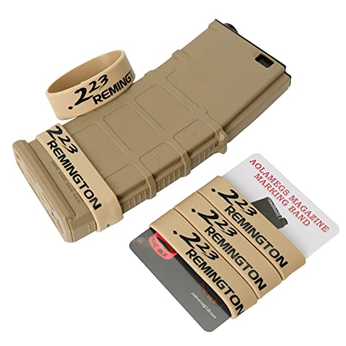 Aolamegs 5/10 Pack Magazine Bands - 5.56 Nato, 300 Blackout, 300 Subsonic, .223 Remington, .308 Winchester, 7.62x39 Magazine Marking Band, Durable Silicone Ammo Caliber Bands for Magazine Identification (2 Colors) - color: 223rem-khakiblack(5pcs)