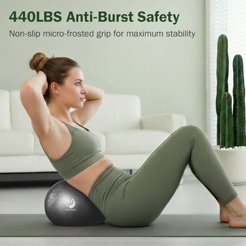 Slim Panda Pilates Ball, 9 Inch Small Exercise Ball, Anti Burst Mini Yoga Ball for Stability, Workout, Barre, Core Strength, Physical Therapy, Balance, Stretching - color: Black