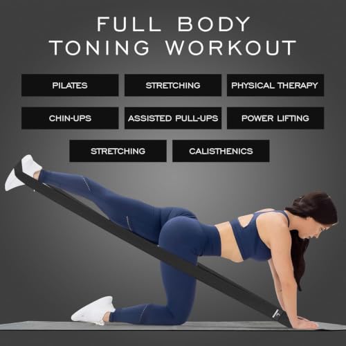 Premium 76" Extra Long Resistance Band for Working Out, 3" Wide Non-Slip Fabric Exercise Band for Stretching, Yoga, Strength Training & Physical Therapy - color: Black