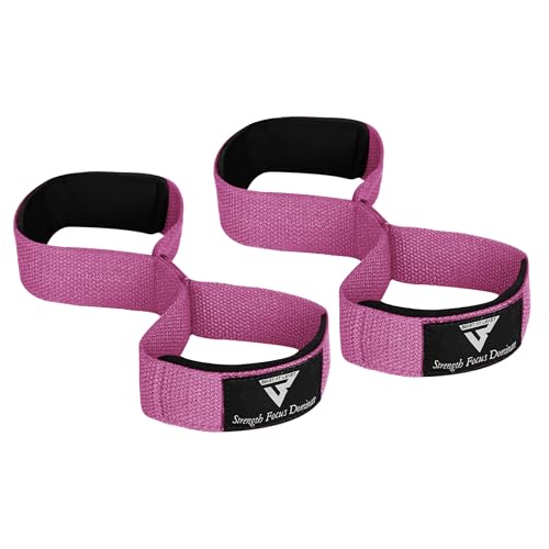 Weight Lifting Straps Figure 8, Anti Slip Strap with cuffs wrist Support for Gym Workout Deadlift Powerlifting Bodybuilding Weightlifting, Fitness Strength Training, Hand Bar Grip for Men - color: Pink