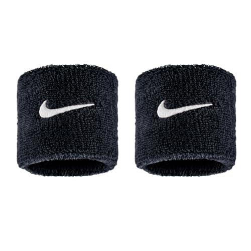 NIKE Premier Swoosh Singlewide Wristbands -Soft, Moisture-Wicking (1 Pair, 2.5" Wide) - color: Black