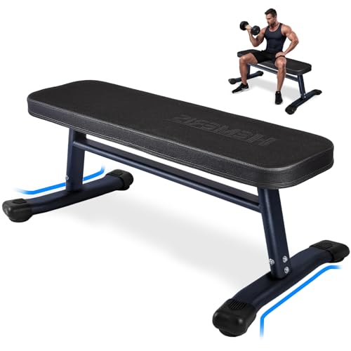 Flat Weight Bench, 2.4 Inch Thick Pad Workout Bench 660 LBS Bench Press Exercise Equipment for Home Gym Strength Weight Training - color: Black, size: 43 In Pro