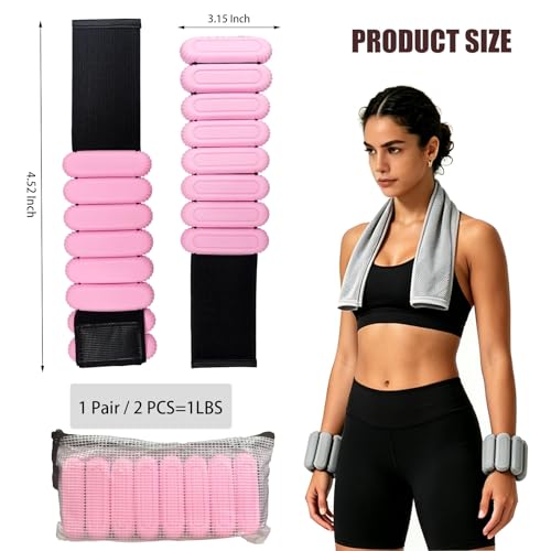 Wrist & Ankle Weights Set for Women (2pcs, 0.5kg Total), Adjustable Silicone Wearable Arm Leg Weighted Bangles, Portable Fitness Weights for Walking, Yoga, Pilates, Dance, Barre & Gym Exercise
