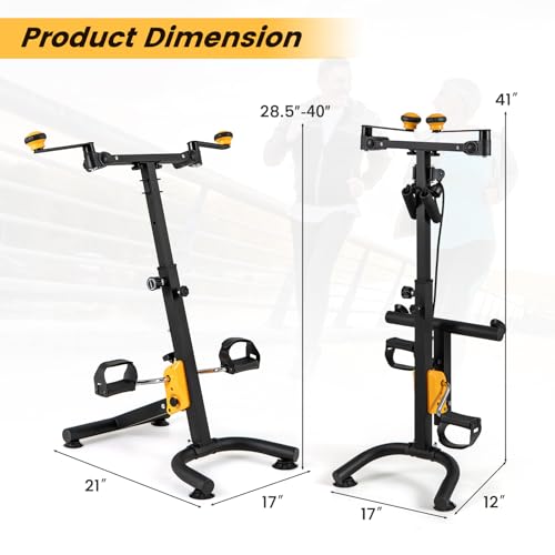 Goplus Foldable Pedal Exerciser for Seniors, Hand Arm Leg Knee Physical Therapy Exercise Bike w/Adjustable Height, Handgrip, Resistance Band, Recovery Home Workout Equipment for Elderly