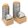 Mason Jar Lid Organizer, 2 Pack Wood Holder for Regular & Wide Mouth | Solid Pine Wood, 2-Pack Set, Regular & Wide Mouth, Holds 26 Rings & 44 Lids, Space-Saving Storage