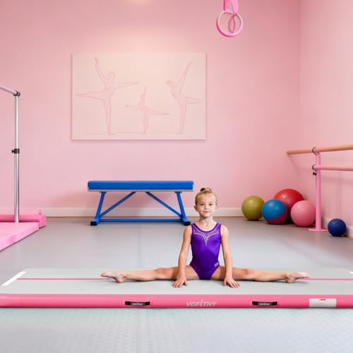 VOFiTNY All Purpose Gymnastics Mat 6.6/10/13/16/20 ft Sturdy Inflatable Tumble Track for Home/Gym - color: Pink, size: 20ft*3.3ft*4inches(6m*1m*0.1m)