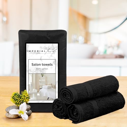 24 Pack Black Hand Towels 100% Cotton Spa Towels 16x26 inches Highly Absorbable Facial, Gym, Hair and Face Towels in Bulk Brand - color: Black, size: HAND TOWEL PACK OF 24 16X26