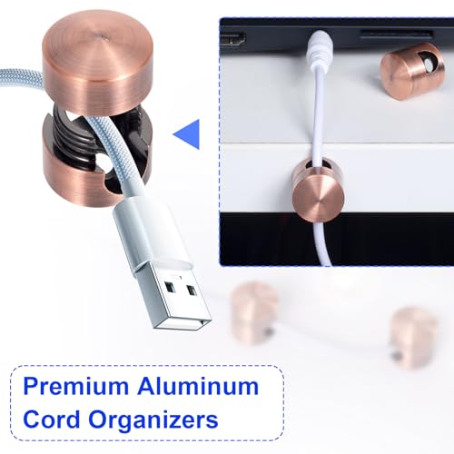 SmallCat 3 Sets Charger Holders for Cords, Metal Cord Holder -Red Bronze | Adjustable Cable Anchor Clips, Adhesive Cable Management Wire Organizers for Desk, Office, Nightstand - color: Red Bronze Color, size: 3 Sets