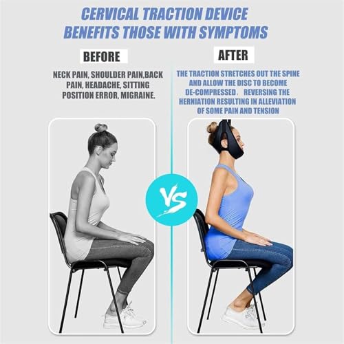 Cervical Neck Traction Device Over Door for Home, Over The Door Cervical Traction Unit, Ne-ck Stretcher Hammock Decompressions Home, for Family Adults Office Travel Daily
