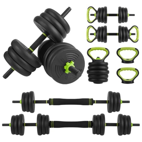 44/66/88Lb Dumbbell Sets Adjustable Weights, Free Weights Dumbbells Set for Home Gym - color: Green-Round, size: 44 LBS