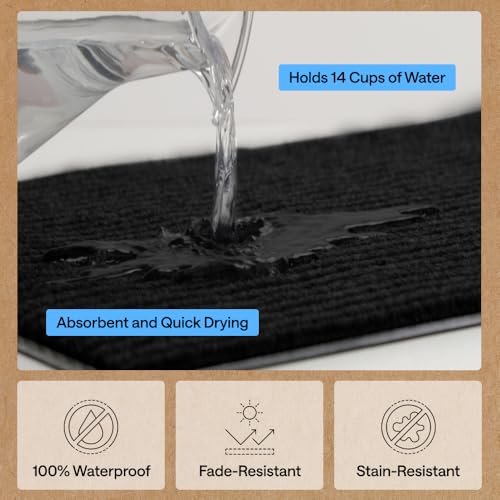 GORILLA GRIP Waterproof Traffic Guard Door Mat, 72x48, Indoor Outdoor Heavy Duty Entryway Mats, Strong Backing Commercial Utility Rugs for Office, Hallway, Garage, Patio, Low Profile Runner Rug, Black - color: Black, size: 72" X 48"