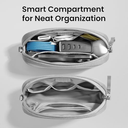 tomtoc Electronics Organizer Travel Case, Water Resistant Travel Bag Cable Organizer for Essentials, Tech Pouch Accessories Carry Storage for Cord, Phone, Cables, Airpods, USB Flash Drive, Daily Items - color: Gray, size: Small