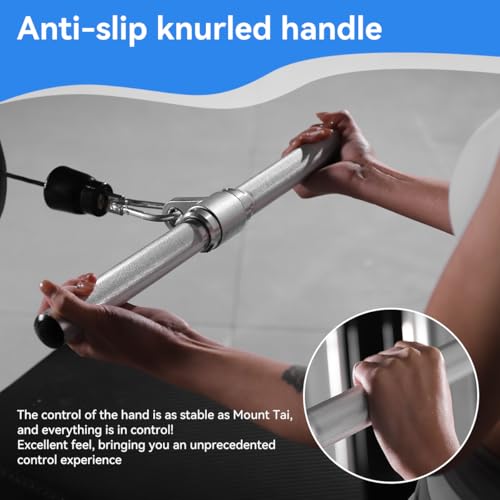 Lat Pulldown Attachments, Straight Bar Cable Attachments, Lat Pull Down Bar, Curl Pulldown Bar, Sturdy & Lightweight Aluminum, Non-Slip Grip, Full Rotation, Max Load 1000LBS - color: 18.8-inch straight rod