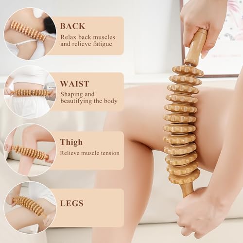 Xokocli 5-in-1 Wood Therapy Massage Tools Lymphatic Drainage Massager for Muscle Pain Relief | Maderoterapia Kit Body Sculpting Tools for Anti-Cellulite, Body Shaping - color: 5pcs