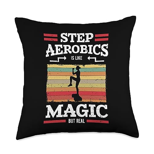 Step Aerobics Dance Retro Apparel Step Aerobics Instructor Fitness Retro Vintage Dance Workout Throw Pillow, 18x18, Multicolor - size: 18x18