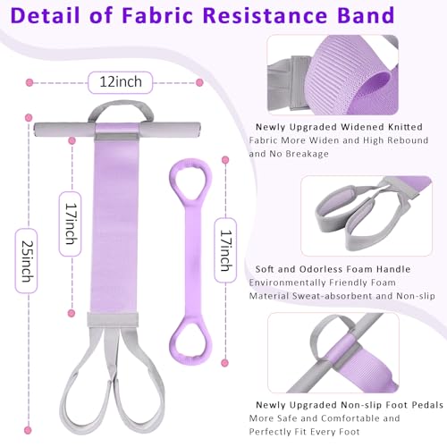 Fabric Resistance Band with Handles,Non-Slip Foot Pedal Puller Resistance Band for Legs & Glutes Working Out,Portable Yoga & Physical Therapy&Home Fitness Accessories for Women & Men - color: 1pc pink & 1pc purple