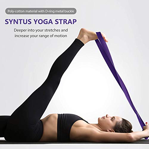 Syntus Yoga Block and Yoga Strap Set, Soft Non-Slip Yoga Blocks 9×6×4 inches, 8FT Metal D-Ring Strap for Yoga, General Fitness, Pilates, Stretching and Toning - color: Purple