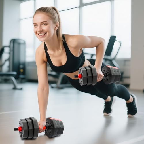Adjustable Dumbbell Set, 5-44 lbs Free Weight Set with Connector, Convertible Dumbbell, Barbell, Push-up, Home Gym Fitness Weight for Men Women - color: SQ-44POUNDS