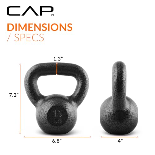 CAP Barbell Cast Iron Kettlebell - Singles and Sets, Multiple Weight Choices - size: 25 pounds set