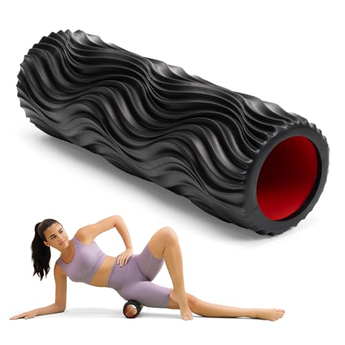 Foam Roller High-Density Exercise Roller, Deep Tissue Muscle Massage, Stretching, Relieves Muscles, Improves Mobility, Fitness Roller for Pilates, Yoga, Ideal for Athletes, Beginners & Recovery - color: Black