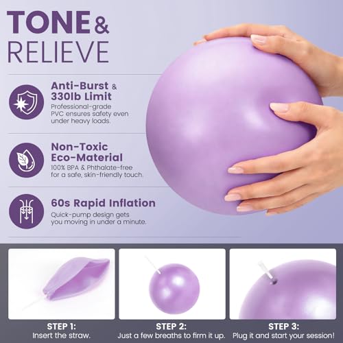 Pilates Kit for Women 13PCS, Pilates Ring Ball Resistance Bands Workout Set | Pilates equipment set for women and beginners, at home pilates kit for mat workouts, toning, stretching and strength training - color: Lavender