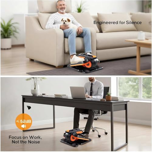 NEWBULIG Electric Seated Pedal Exerciser, Under Desk Elliptical Machine for Seniors, Quiet Portable Ellipse Leg Exerciser As Seen On TV with Remote Control, 12 Adjustable Speeds - color: Orange