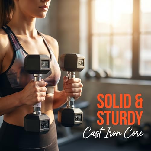 5-100 lb Rubber Hex Dumbbell Set | Heavy-Duty Free Weights for Home Gym Strength Training, Muscle Building & Full Body Workouts, No Rack Included - size: 75 lb, Pair