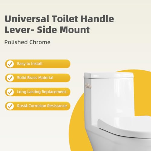 Universal Metal Toilet Handle Lever Replacement, Side Mount, Brushed Nickel | Solid Brass Toilet Flush Handle Compatible with Kohler/American Standard/ TOTO/Gerber, Stainless Steel Chain, Easy to Install - color: Brushed Nickel, style: Side Mount Design