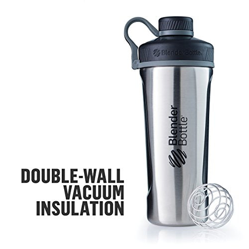 BlenderBottle Radian Shaker Cup Insulated Stainless Steel Water Bottle with Wire Whisk, 26-Ounce, Matte White - color: Matte White