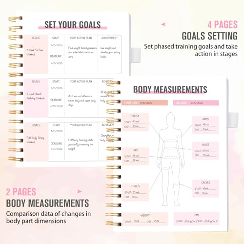 Fitness Journal for Women, Fitness Planner with Monthly Calendar, ( 8.3" x 6") Floral Pattern Hardcover Workout Log Book Track Training, Diet, Progress, Achieve Wellness Goals, Perfect for Fitness Enthusiast - color: Floral