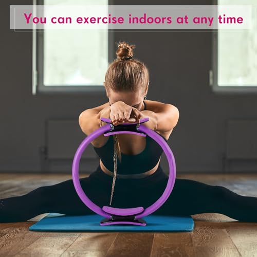 Syhood Pilates Ring 11. 81 Inch Pilates Circle Yoga Ring Magic Lightweight Flexible Workout Equipment for Fitness Physical Therapy Resistance Exercise Arms Legs - color: Pink,Purple
