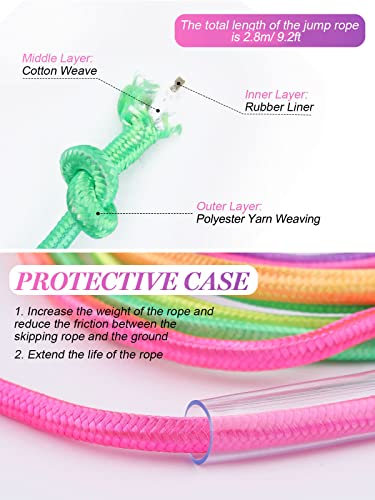 Jump Rope for Kids, Lorvain Adjustable Skipping Rope, Kids Jump Ropes with Wooden Handle for Girls Boys, Weighted Jumping Ropes for Fitness Workout Exercise Outdoor Fun Activity - color: Rainbow-2pcs
