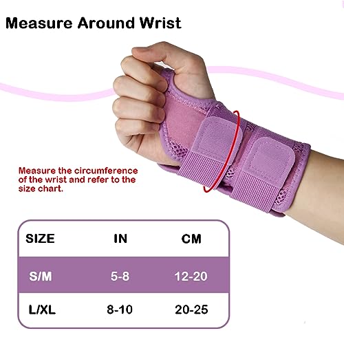 NuCamper Wrist Brace Carpal Tunnel Right Left Hand for Men Women, Night Wrist Sleep Supports Splints Arm Stabilizer with Compression Sleeve Adjustable Straps,for Tendonitis Arthritis Pain Relief (Left Hand-Purple, Small/Medium (Pack of 1)) - size: Small/M