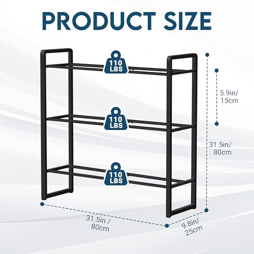 3 Tier Dumbbell Rack, 330 lb Capacity Weight Rack for Home Gym, Stand Only | Adjustable 3.4-7.8 in. Spacing fits Dumbbells & Kettlebells, Stable Metal Construction, Leveling Feet, Easy Assembly