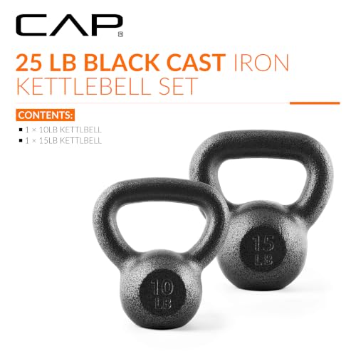 CAP Barbell Cast Iron Kettlebell - Singles and Sets, Multiple Weight Choices - size: 25 pounds set