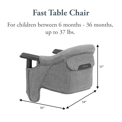Inglesina Fast Table Chair, Stone Gray Melange - Portable Baby High Chair - for Babies & Toddlers up to 37 lbs - Fits Tables 0.8'' to 3.5'' Thick - Compact & Easy to Use - Travel Bag Included - color: Stone Gray Melange, style: Chair